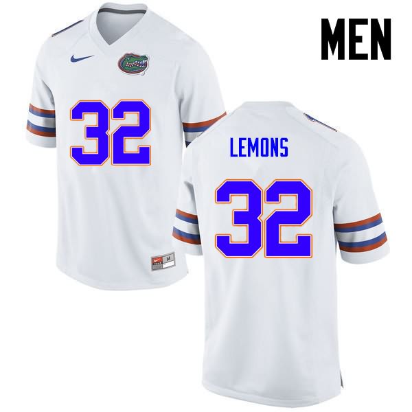 Men's NCAA Florida Gators Adarius Lemons #32 Stitched Authentic Nike White College Football Jersey AUA1065UT